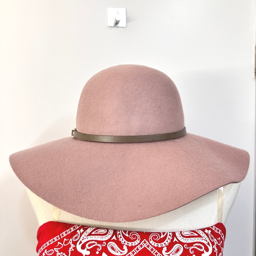 House of Harlow 1960 Dusty Rose 100% Wool Wide Brim Floppy Hat OS Boho - Picture 3 of 7